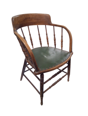 0085237 Spindle Back Tub Chair With Green Seat X1 (78cm L X 58cm W)