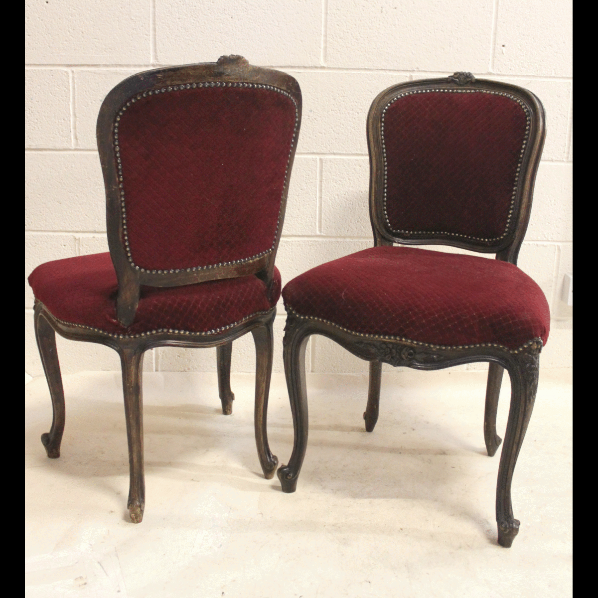 0085315 Upholstered Red Velvet Chairs X6 (90cm long by