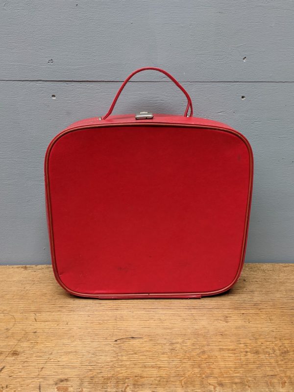 red leather vanity case small suitcase