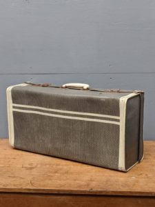 grey white suitcase