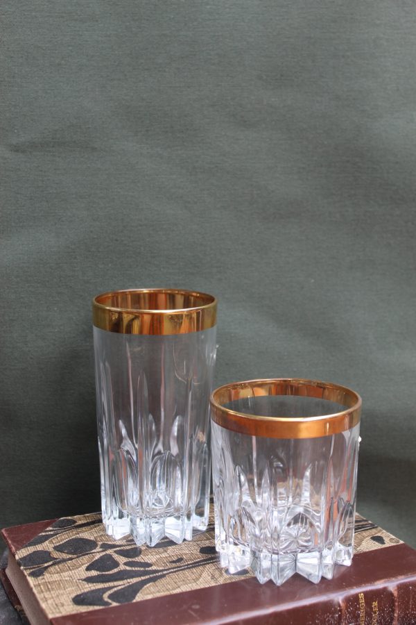 1001008 Copper-Rimmed Crystal Collins (left) & Rocks (right) Glasses (both 250ml)