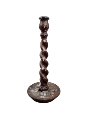 0026018 X1 Wooden Candlestick with Melted Wax (32cm H)