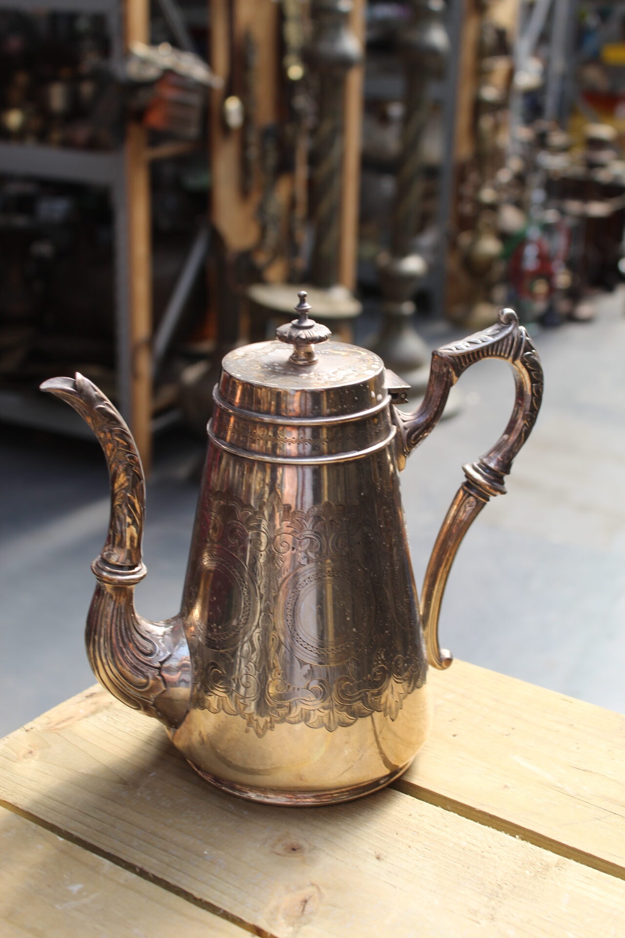 1200011 Silver Coffee Pot with Ornate Spout