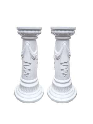 0026036 X2 White Ceramic Candlestick Holders/Plinths (40cm H)