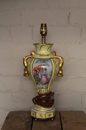 0027118 French Ceramic Lamp with Gold Handles