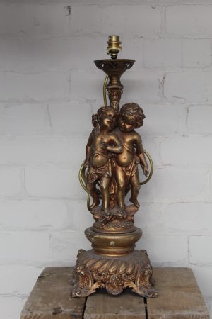0027128 Ornate Brass Angel Statuette Lamp
