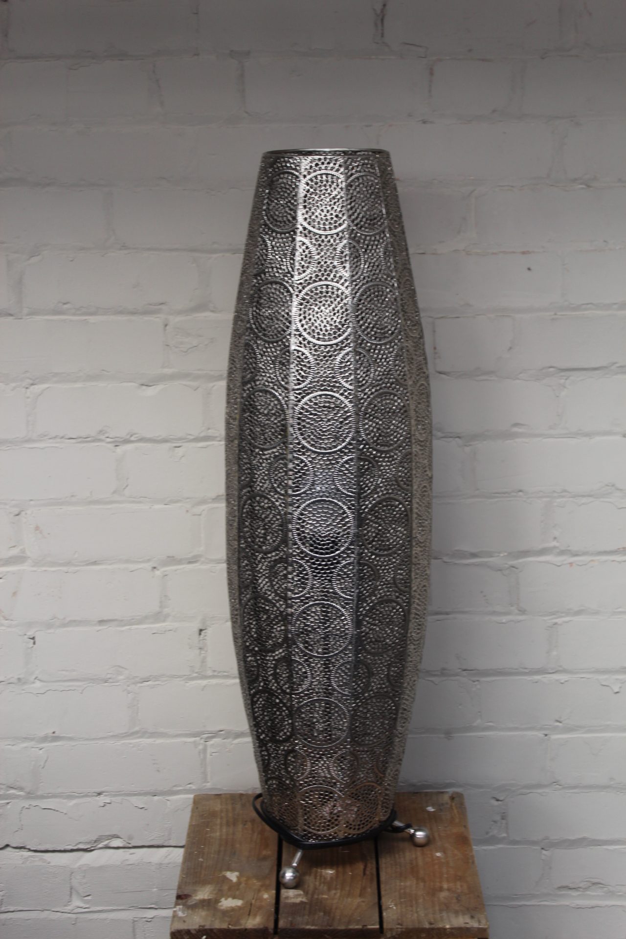 0027166 Tall Grey Steel Cage Lamp