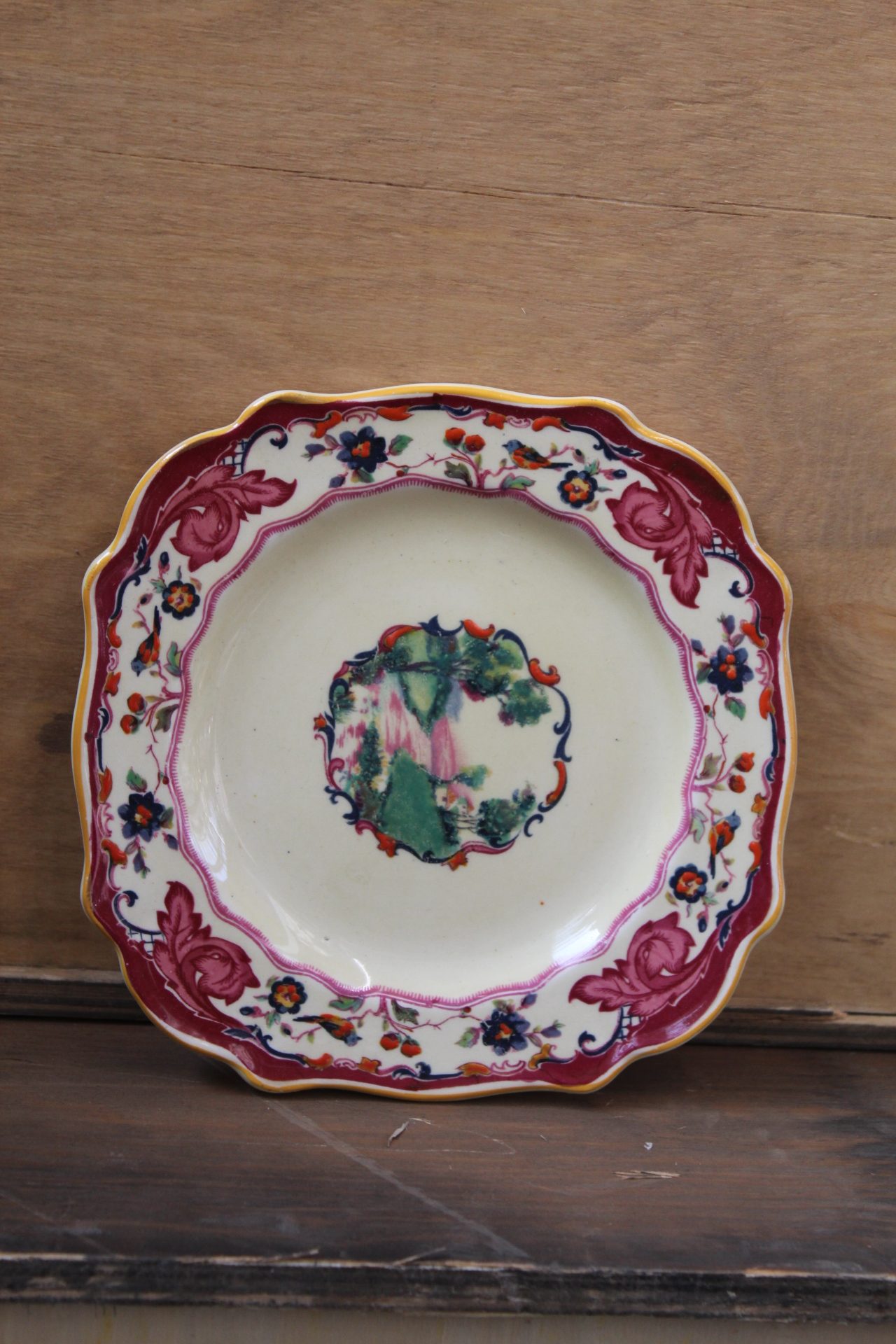 1210002 Red Floral Plate