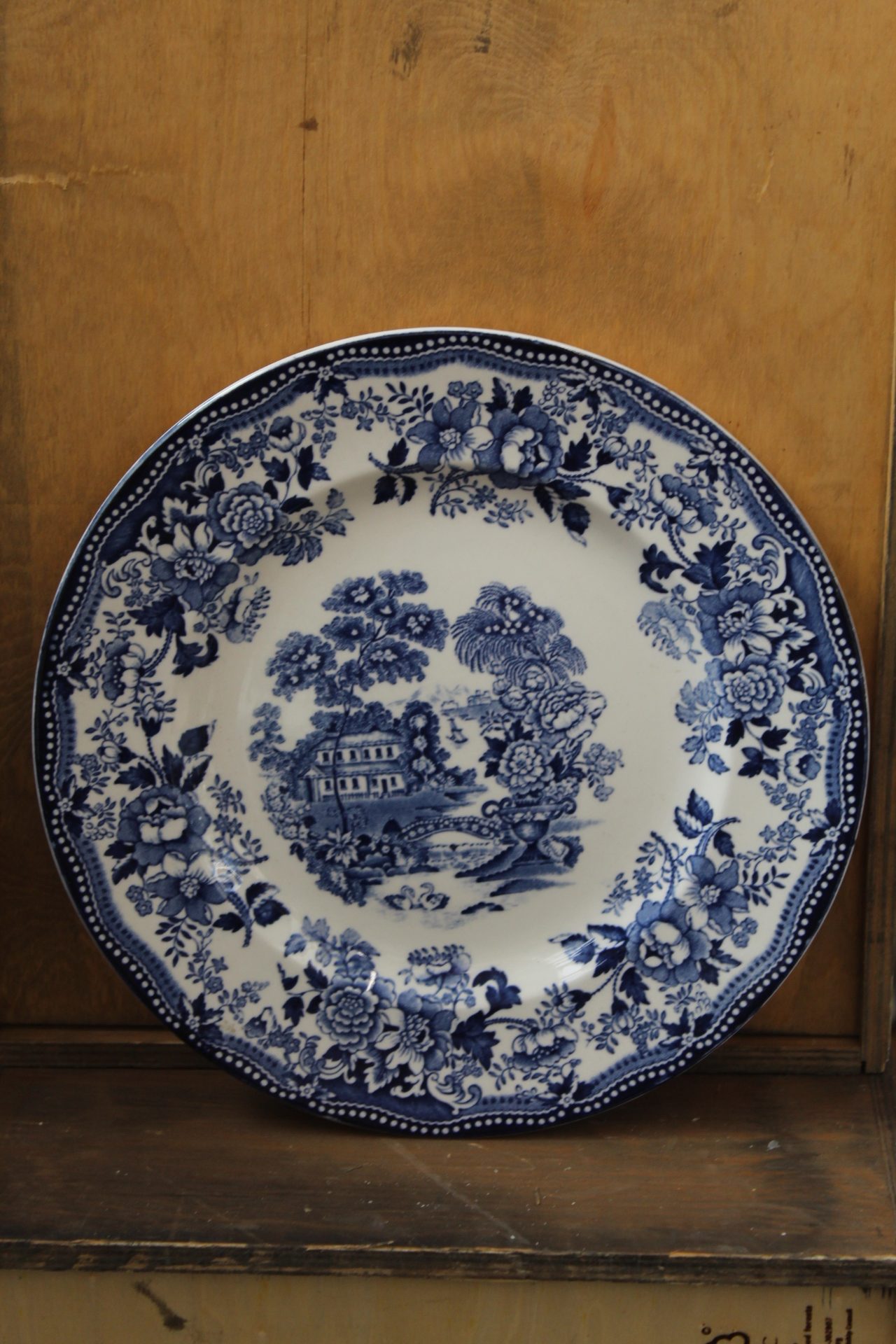 1210065 Large Blue China Dinner Plate