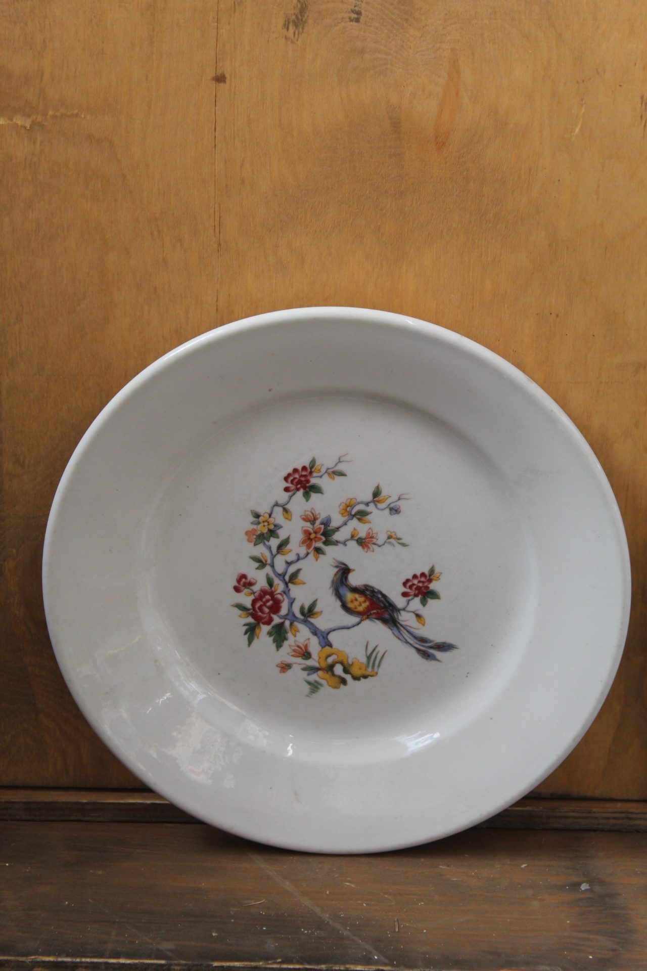 1210066 White Plate with Bird Motif