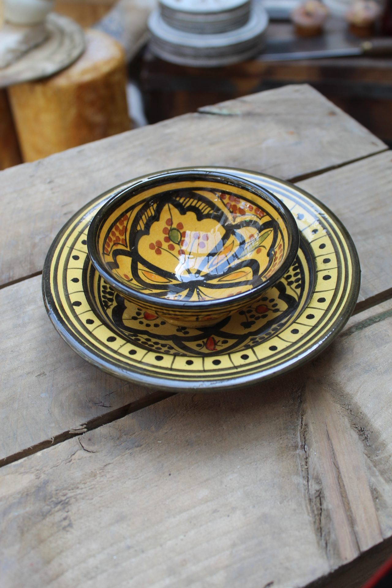 1210081 Yellow Spanish Bowl & Plate Set