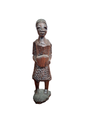 0900003 X1 African Hand-Carved Wooden Figurine (17cm H)