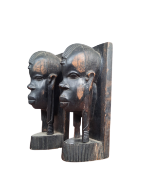 0900023 Pair of Hand-Carved Tribal Bookends (22cm H)