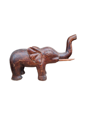 0900043 X1 Vintage Wooden Elephant Figurine (16cm H)