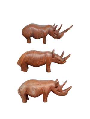 0900061 Set of Wooden Rhino Figurines (8cm H)