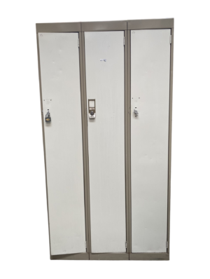 1700008 Three Door Grey Metal Lockers