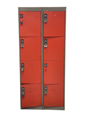 17000014 - Eight Door Red Metal Lockers