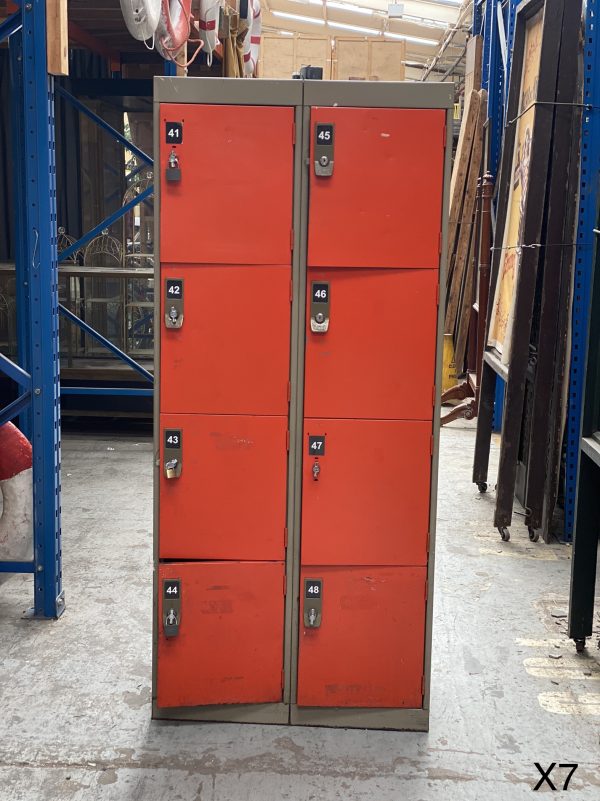red metal lockers