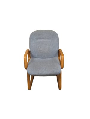 wood and grey waiting chair