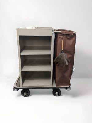 grey and brown cleaning trolley