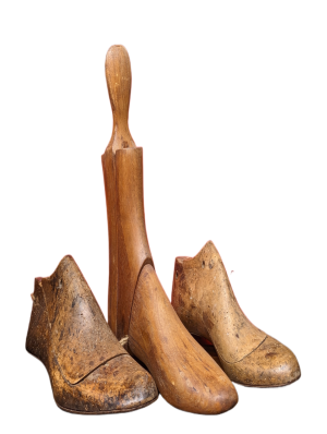Three vintage wooden shoe formers