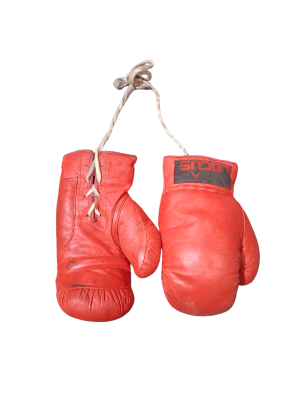 7900157 SPORTS: Vintage Red Boxing Gloves With String