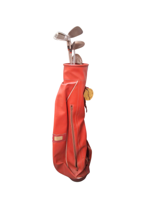 7900130 SPORTS: Small Red Golf Club Bag With Clubs