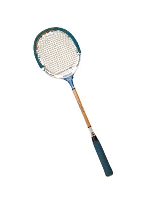 7900123 SPORTS: Blue Vintage Wooden Badminton Racket
