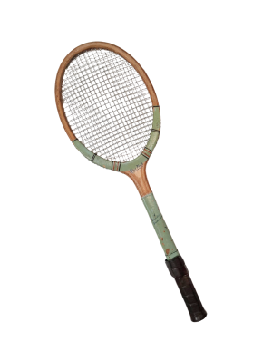7900110 SPORTS: Green Wooden Tennis Racket