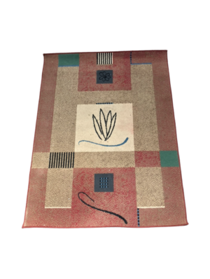 0930267 Geometric Rug With Botanical Motif No.50