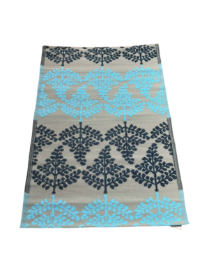 0930143 Blue and Black Leaf Motif Rug No.27